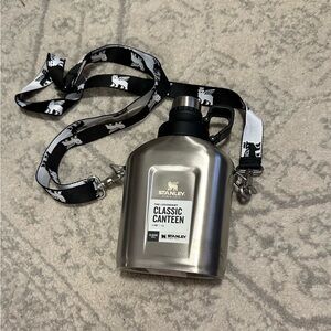 Stanley Silver Canteen with Black Strap